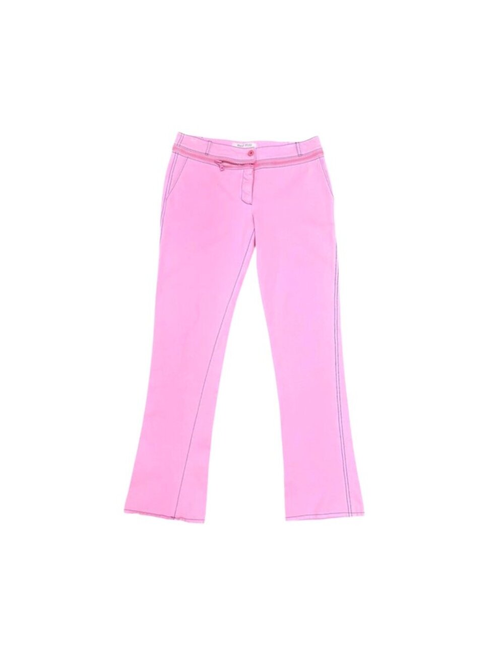 SS 2000 Miu Miu pink low rise chunky zipper cotton denim jean pants IT46